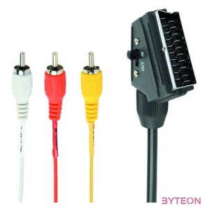 Gembird Scart - 3db RCA video jelkábel 1.8m fekete