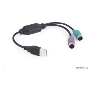 Gembird USB A - 2db PS,2 M,F adapter 0.2m fekete