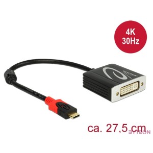 Delock USB C - DVI-I M,F adapter 0.28m fekete (DP Alt Mode)