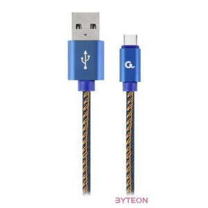 Gembird Premium jeans (denim) Type-C USB cable with metal connectors, 1m, blue