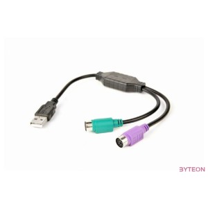 Gembird USB A - 2db PS,2 M,F adapter 0.2m fekete