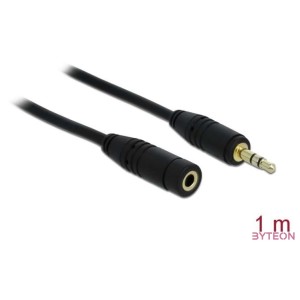Delock Jack stereo 3,5mm M,F audio kábel hosszabbító 1m fekete