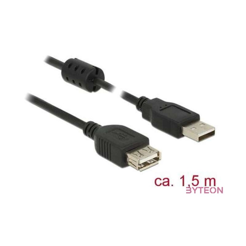 Delock USB 2.0 A M,F adatkábel hosszabbító 1.5m fekete