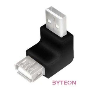 LogiLink USB 2.0 A M,F adapter fekete 90° le