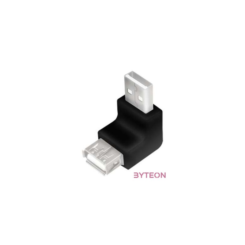 LogiLink USB 2.0 A M,F adapter fekete 90° le