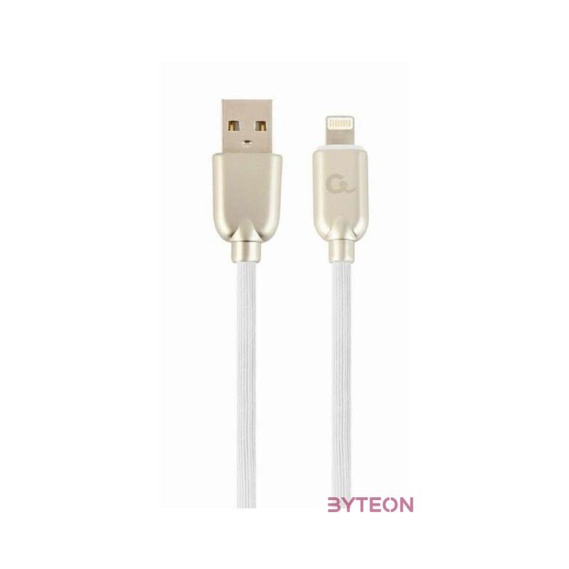 Gembird Premium rubber 8-pin charging and data cable, 2m, white