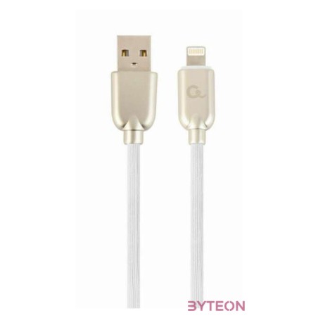 Gembird Premium rubber 8-pin charging and data cable, 2m, white