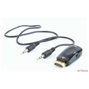 Gembird HDMI - VGA Jack 3,5mm M,F adapter +audio fekete