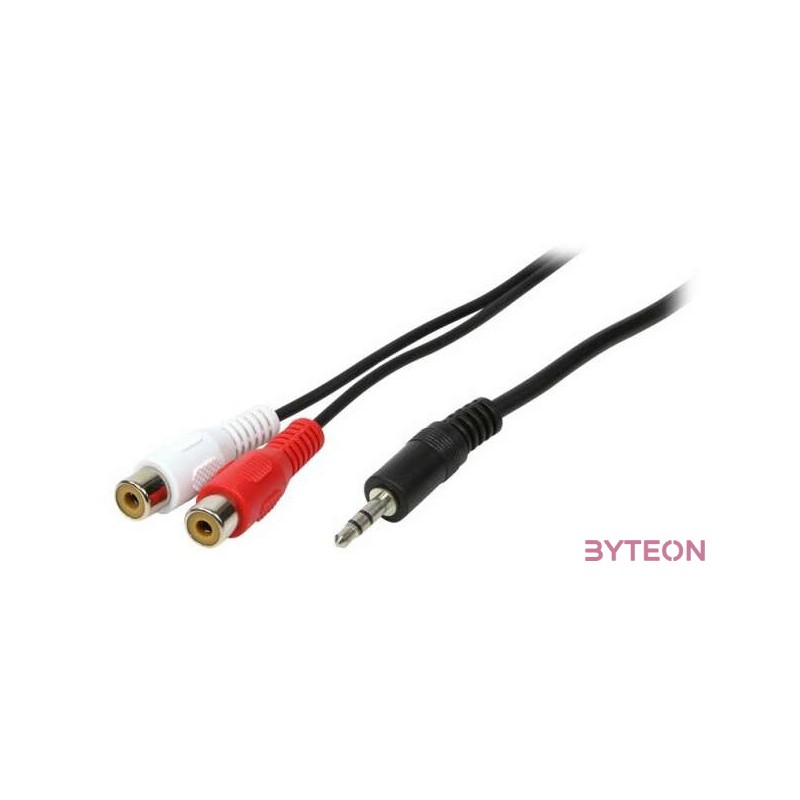 LogiLink Jack stereo 3,5mm - 2db RCA M,F audio kábel 0.2m fekete