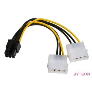 Akyga AK-CA-13 2db Molex Power 3pin - Power 6pin PCI-E M,F adapter 0.15m