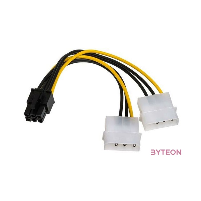 Akyga AK-CA-13 2db Molex Power 3pin - Power 6pin PCI-E M,F adapter 0.15m