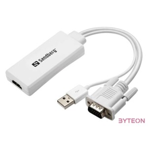 Sandberg VGA USB A - HDMI M,F adapter 0.2m +audio fehér