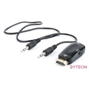 Gembird HDMI - VGA Jack 3,5mm M,F adapter +audio fekete