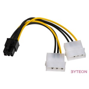 Akyga AK-CA-13 2db Molex Power 3pin - Power 6pin PCI-E M,F adapter 0.15m