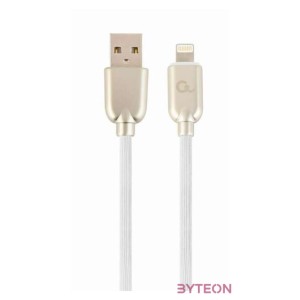 Gembird Premium rubber 8-pin charging and data cable, 2m, white