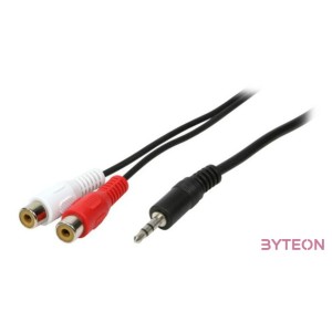 LogiLink Jack stereo 3,5mm - 2db RCA M,F audio kábel 0.2m fekete
