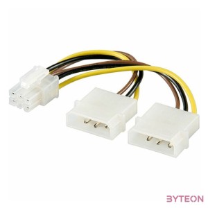 Akyga AK-CA-13 2db Molex Power 3pin - Power 6pin PCI-E M,F adapter 0.15m