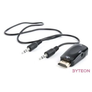 Gembird HDMI - VGA Jack 3,5mm M,F adapter +audio fekete