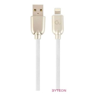 Gembird Premium rubber 8-pin charging and data cable, 2m, white