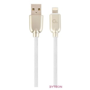 Gembird Premium rubber 8-pin charging and data cable, 2m, white