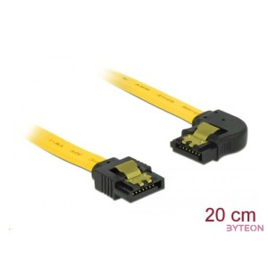 Delock SATA 3 F,F adatkábel 0.2m sárga egyenes,90° bal