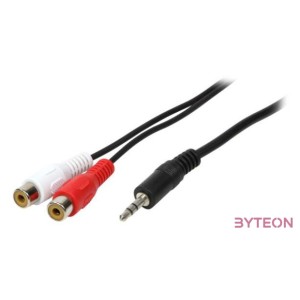 LogiLink Jack stereo 3,5mm - 2db RCA M,F audio kábel 0.2m fekete