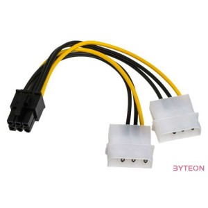 Akyga AK-CA-13 2db Molex Power 3pin - Power 6pin PCI-E M,F adapter 0.15m