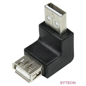 LogiLink USB 2.0 A M,F adapter fekete 90° le