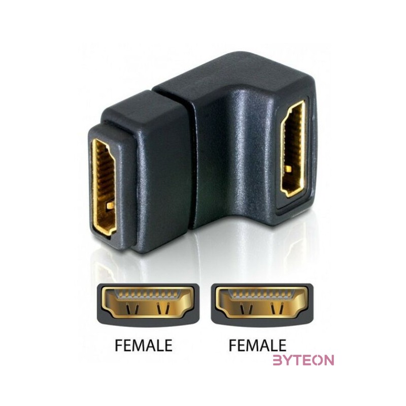 Delock HDMI F,F adapter 90-os fekete
