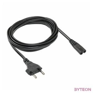 Akyga 230V villásdugó CEE 7,16 - C7 M,F tápkábel 1.5m fekete