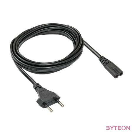 Akyga 230V villásdugó CEE 7,16 - C7 M,F tápkábel 1.5m fekete