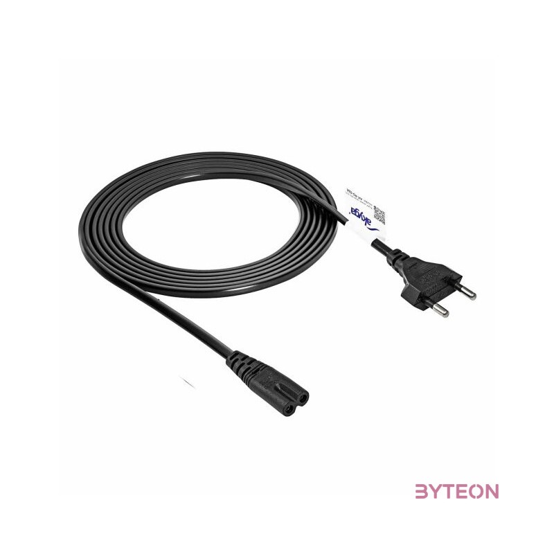 Akyga 230V villásdugó CEE 7,16 - C7 M,F tápkábel 3m fekete