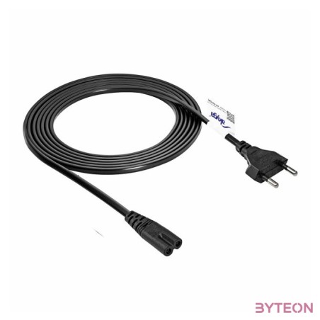 Akyga 230V villásdugó CEE 7,16 - C7 M,F tápkábel 3m fekete
