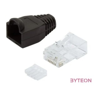 LogiLink RJ45 CAT6 UTP csatlakozó dugó fekete törésgátlóval, 100db