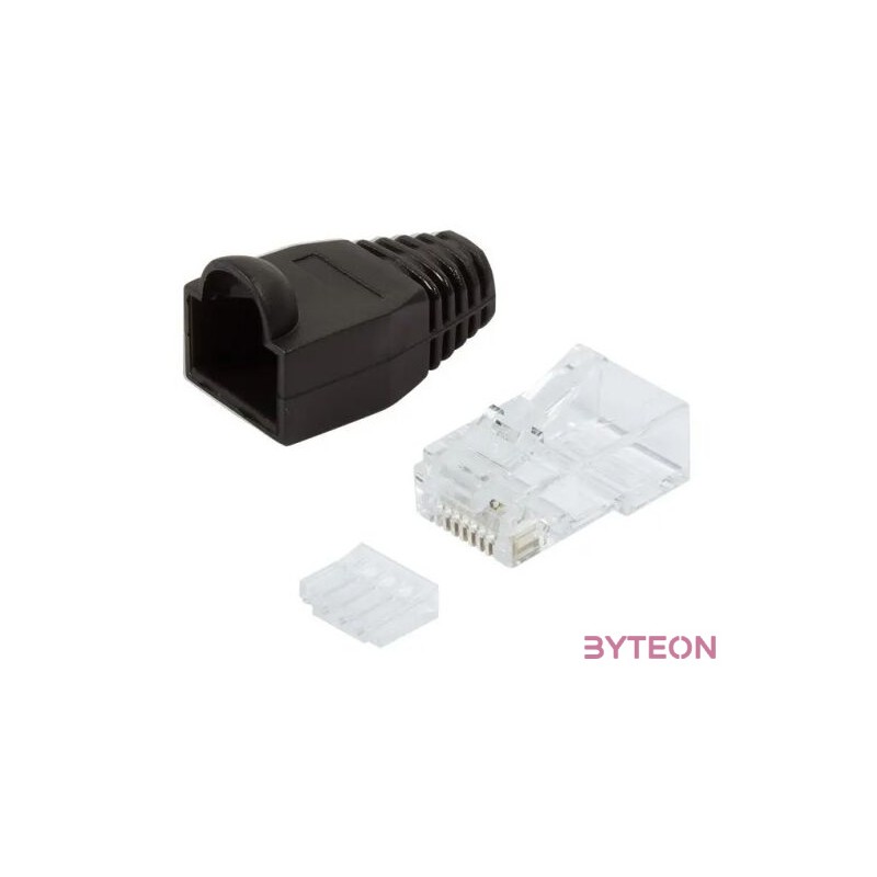 LogiLink RJ45 CAT6 UTP csatlakozó dugó fekete törésgátlóval, 100db