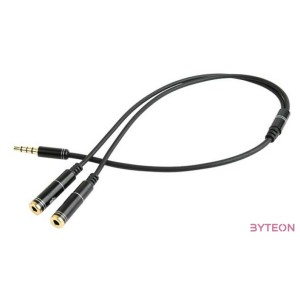 Gembird Jack stereo 3,5mm - 2db Jack 3,5mm M,F adapter 0.1m fekete