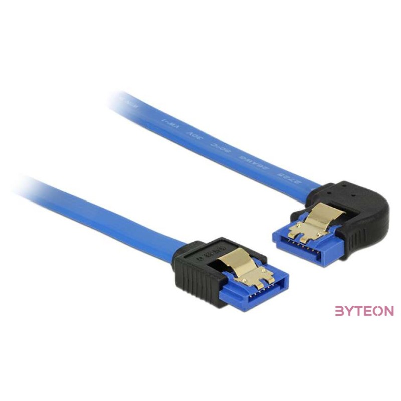 Delock SATA 3 F,F adatkábel 0.1m kék egyenes,90 bal