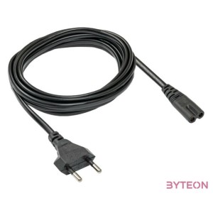 Akyga 230V villásdugó CEE 7,16 - C7 M,F tápkábel 1.5m fekete