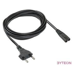 Akyga 230V villásdugó CEE 7,16 - C7 M,F tápkábel 3m fekete