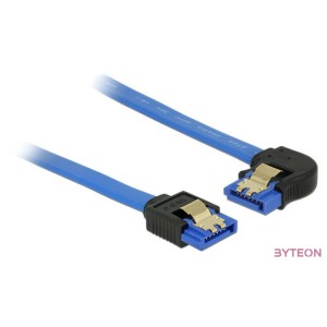 Delock SATA 3 F,F adatkábel 0.1m kék egyenes,90 bal