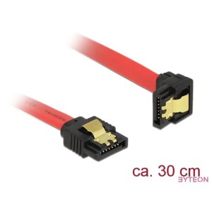 Delock SATA 3 F,F adatkábel 0.3m piros egyenes,90 le