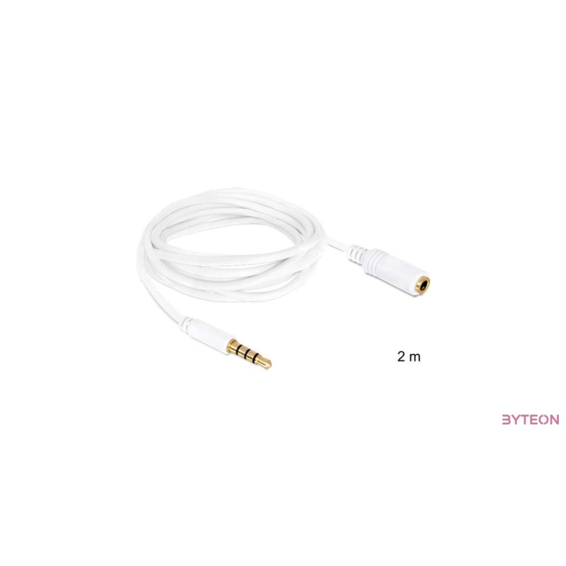 Jack 3.5 - Jack 3.5 - 2.0m hosszabító (4pin, hang+mikrofon) - Delock