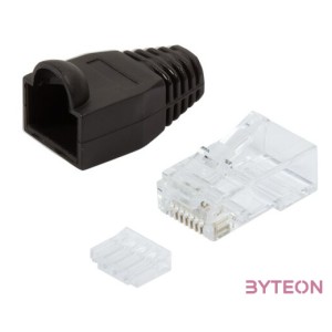 LogiLink RJ45 CAT6 UTP csatlakozó dugó fekete törésgátlóval, 100db