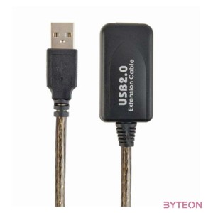 Gembird USB A M,F adatkábel hosszabbító 10m fekete aktív