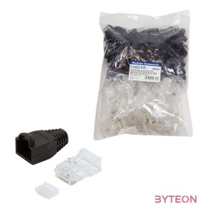 LogiLink RJ45 CAT6 UTP csatlakozó dugó fekete törésgátlóval, 100db