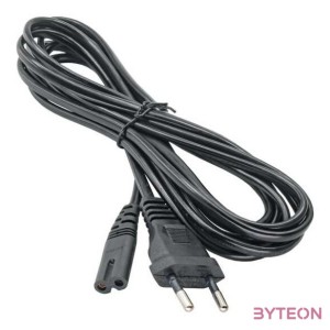 Akyga 230V villásdugó CEE 7,16 - C7 M,F tápkábel 3m fekete