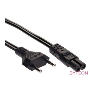 Akyga 230V villásdugó CEE 7,16 - C7 M,F tápkábel 1.5m fekete