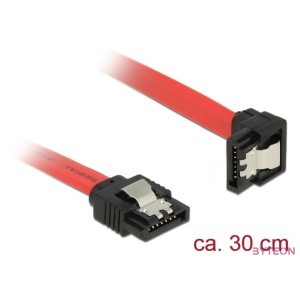 Delock SATA 3 F,F adatkábel 0.3m piros egyenes,90 le