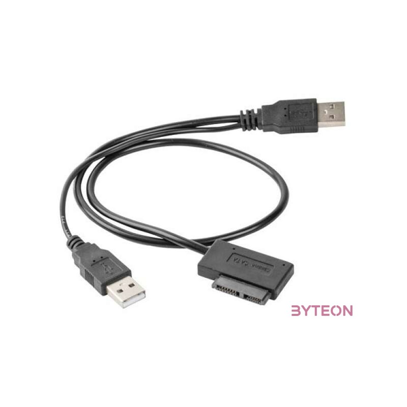 Gembird USB A - SATA Slimline 13pin M,F adatkábel 0.5m fekete