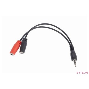 Gembird Jack stereo 3,5mm (4pin) - 2db Jack stereo 3,5mm M,F audio kábel 0.2m fekete